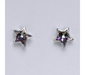 Zlaté náušnice se Swarovski krystalem vitrail light, bílé zlato, hvězda, NŠ 1326