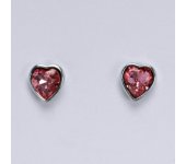 Zlaté náušnice se Swarovski krystalem light rose, bílé zlato, srdce, NŠ 1315