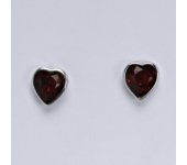 Zlaté náušnice se Swarovski krystalem siam, bílé zlato, srdce, NŠ 1315