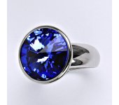 Zlatý prsten se Swarovski krystalem saphire,prstýnek z bílého zlata, T 1372