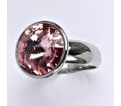 Zlatý prsten se Swarovski krystalem light rose,prstýnek z bílého zlata, T 1372