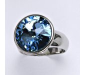 Zlatý prsten se Swarovski krystalem akvamarín,prstýnek z bílého zlata, T 1372