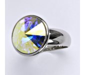 Zlatý prsten se Swarovski AB krystalem,prstýnek z bílého zlata, T 1372