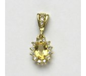 Zlatý přívěsek Kate, žluté zlato, přírodní citrín pálený, čiré zirkony, P 1480