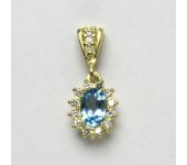 Zlatý přívěsek Kate, žluté zlato, přírodní topaz swiss, čiré zirkony, P 1480 