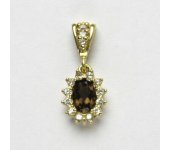 Zlatý přívěsek Kate, žluté zlato, přírodní záhněda, čiré zirkony, P 1480  