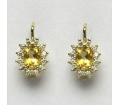 Zlaté náušnice Kate, žluté zlato, přírodní citrín pálený, čiré zirkony, NK 1480   