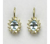 Zlaté náušnice Kate, žluté zlato, přírodní topaz sky, čiré zirkony, NK 1480  