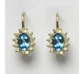 Zlaté náušnice Kate, žluté zlato, přírodní topaz swiss, čiré zirkony, NK 1480 