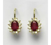 Zlaté náušnice Kate, žluté zlato, přírodní rubín, čiré zirkony, NK 1480 