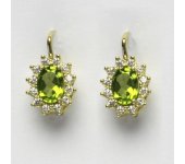 Zlaté náušnice Kate, žluté zlato, přírodní olivín, náušnice ze zlata, NK 1480 