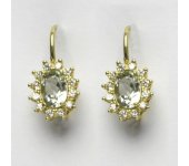 Zlaté náušnice Kate, žluté zlato, přírodní green ametyst, náušnice ze zlata, NK 1480 