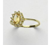 Zlatý prsten Kate, žluté zlato, přírodní citrín pálený, čiré zirkony, prstýnek ze zlata, T 1480