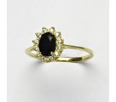 Zlatý prsten Kate, žluté zlato, přírodní granát, prstýnek ze zlata, T 1480 