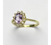 Zlatý prsten Kate, žluté zlato, přírodní ametyst světlý, prstýnek ze zlata, T 1480  
