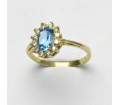 Zlatý prsten, Kate, žluté zlato, přírodní topaz swiss, prstýnek ze zlata, T 1480 