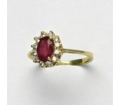 Zlatý prsten Kate, žluté zlato, přírodní rubín, prstýnek ze zlata, T 1480 