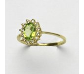 Zlatý prsten Kate, žluté zlato, přírodní olivín, prstýnek ze zlata, T 1480  