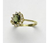 Zlatý prsten Kate, žluté zlato, přírodní vltavín, prstýnek ze zlata, T 1480   