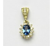 Zlatý přívěsek Kate, žluté zlato, syntetický akvamarin tmavý, přívěšek, P 1480  