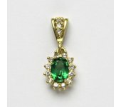 Zlatý přívěsek Kate, žluté zlato, zirkon emerald, přívěšek ze zlata, P 1480 