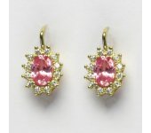 Zlaté náušnice Kate, žluté zlato, růžový zirkon, náušnice ze zlata, NK 1480