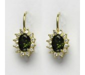Zlaté náušnice Kate, žluté zlato, syntetický olivín, náušnice ze zlata, NK 1480 