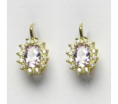 Zlaté náušnice Kate, žluté zlato, zirkon lavender, náušnice ze zlata, NK 1480  