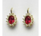 Zlaté náušnice Kate, žluté zlato, syntetický rubín, náušnice ze zlata, NK 1480 