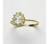 Zlatý prsten Kate, žluté zlato, čirý zirkon, prstýnek ze zlata, T 1480 