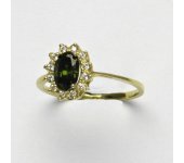 Zlatý prsten Kate, žluté zlato, syntetický olivín, prstýnek ze zlata, T 1480 