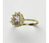 Zlatý prsten Kate, žluté zlato, zirkon - lavender, prstýnek ze zlata, T 1480  