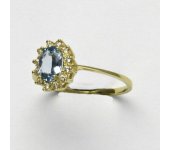 Zlatý prsten Kate, žluté zlato, syntetický akvamarin světlý, prstýnek ze zlata,T 1480 
