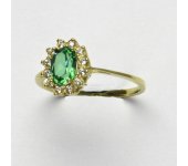 Zlatý prsten Kate, žluté zlato, zirkon emerald, prstýnek ze zlata, T 1480  