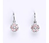 Dětské náušnice zlaté s růžovým zirkonem, bílé zlato, 1,08 g  VE 202  pink