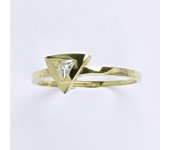 Zlatý prsten s čirým zirkonem, žluté zlato v.v