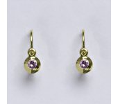 Zlaté dětské náušničky se růžovým zirkonem,žluté zlato, NK 1330
