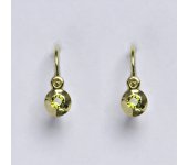 Zlaté dětské náušničky se zirkonem olivín,žluté zlato, NK 1330