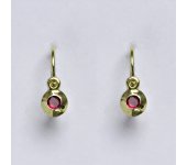 Zlaté dětské náušničky se syntetickým rubínem,žluté zlato, NK 1330