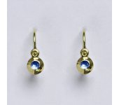 Zlaté dětské náušničky, syntetický akvamarín,žluté zlato, NK 1330