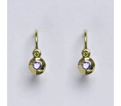 Zlaté dětské náušničky, zirkon ametyst,žluté zlato, NK 1330