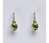Zlaté dětské náušničky, zirkon emerald,žluté zlato, NK 1330