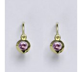 Zlaté dětské náušničky, zirkon růžový,žluté zlato, NK 1319
