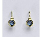 Zlaté dětské náušničky, syntetický akvamarín,žluté zlato, NK 1319