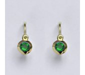 Zlaté dětské náušničky, zirkon emerald,žluté zlato, NK 1319