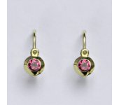 Zlaté dětské náušničky, syntetický rubín,žluté zlato, NK 1319