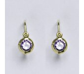 Zlaté dětské náušničky, syntetický ametyst,žluté zlato, NK 1317