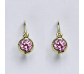 Zlaté dětské náušničky, růžový zirkon,žluté zlato, NK 1317
