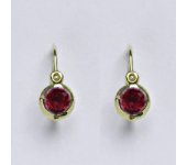 Zlaté dětské náušničky, syntetický rubín,žluté zlato, NK 1317
