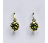 Zlaté dětské náušničky, syntetický olivín,žluté zlato, NK 1317